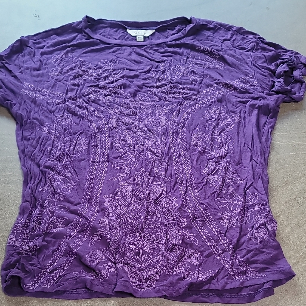 Reitmans Purple Relaxed Ruched Short Sleeve T-Shirt
